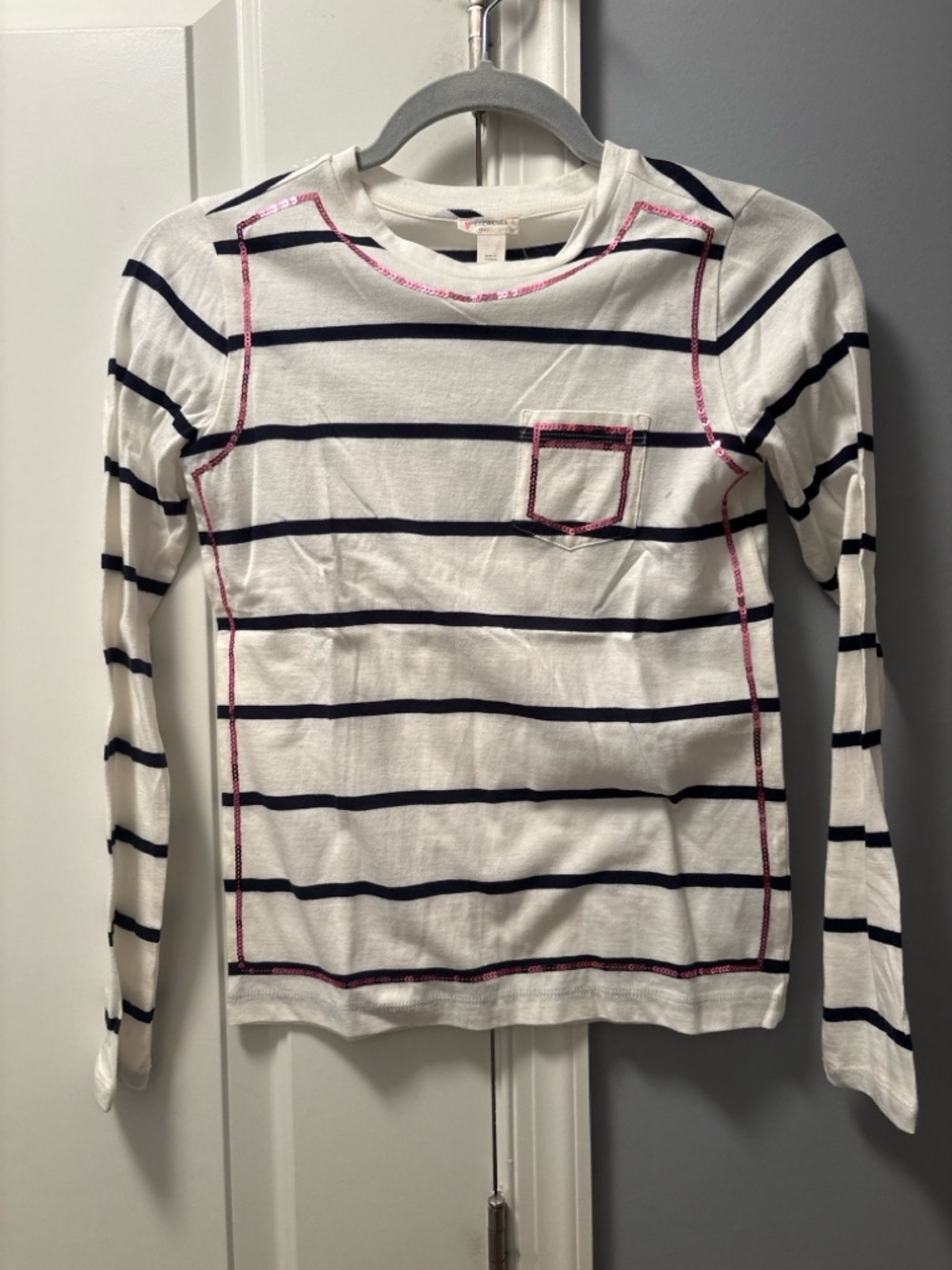 Crewcuts J.Crew Girls Striped Long Sleeve Tee w/ Sequin Detail | Size L | NWT